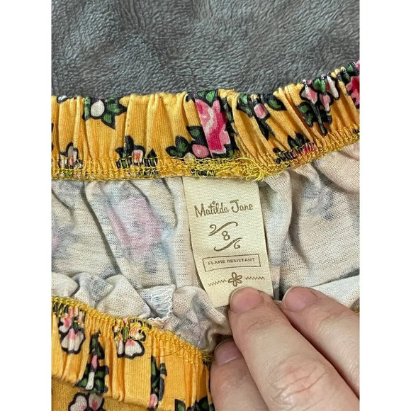Matilda Jane Girl Size 8 Yellow Floral Lace Hem Shorts Coquette Twee Kidcore‎ - Picture 4 of 4